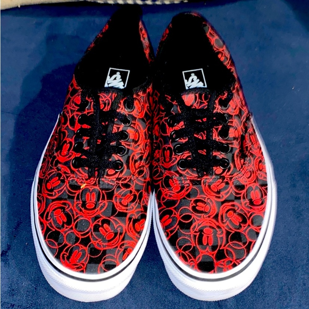 Disney X Vans Mickey Mouse Black Checkerboard Red Mickey Face